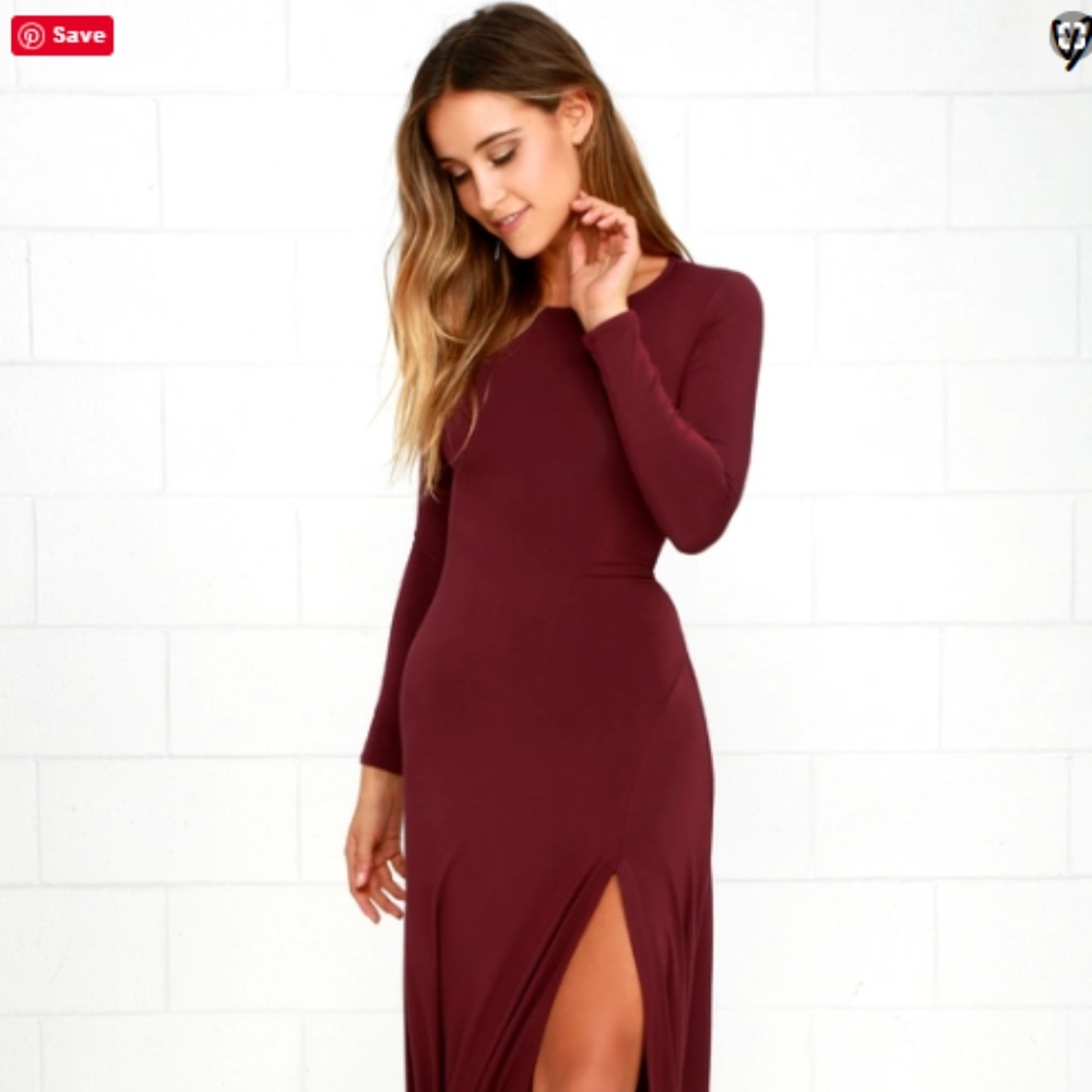 Lulu's Burgundy long sleeve maxi